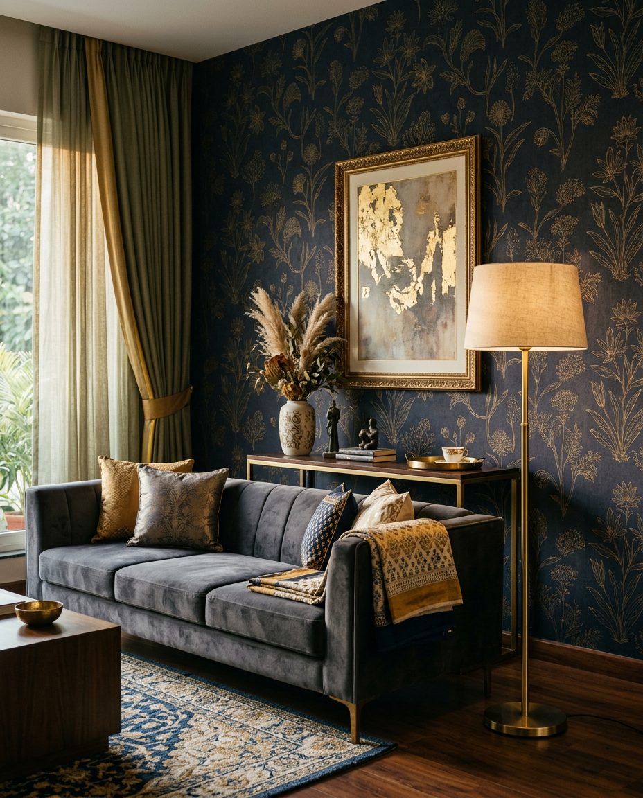 Designer living room interior by Singh Interiors in Delhi